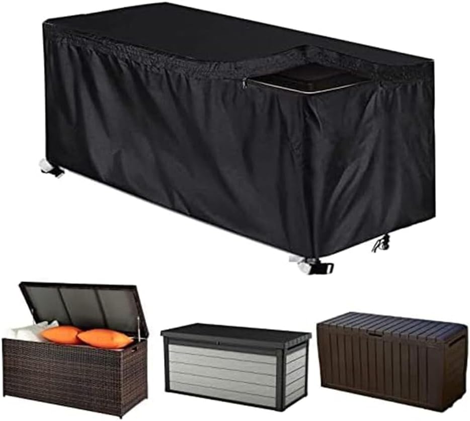 Daaxing 210D Oxford Outdoor Deck Box Abdeckung, Möbel Aufbewahrungsbox Schutzhülle, Sonnenschutz Staub Wasserdichte Aufbewahrungshüllen, Für Gartenmöbel Rechteckige Abdeckungen (S: 123 * 62 * 55cm)