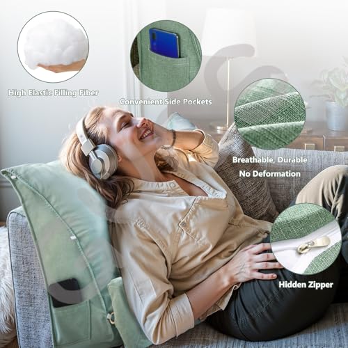 Cojín de lectura en cuña y respaldo de cama ergonómico con almohada lumbar ajustable 4