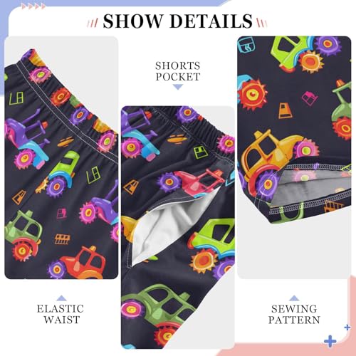 Pajama Pants Sleep Pants Soft Elastic Waist Pajama Lounge Pants Blue Green Car Tractor for 6-14 Years Old4