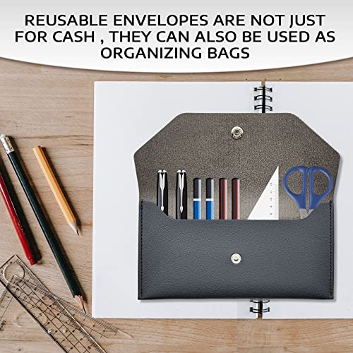 Blmhtwo Cash Envelope Wallet, Cash Envelopes For Budgeting Money Envelopes For Cash Pu Leather Cash Men And Women Envelopes For Budgeting Reusable For Cash Check Billing（Black） #TOP6