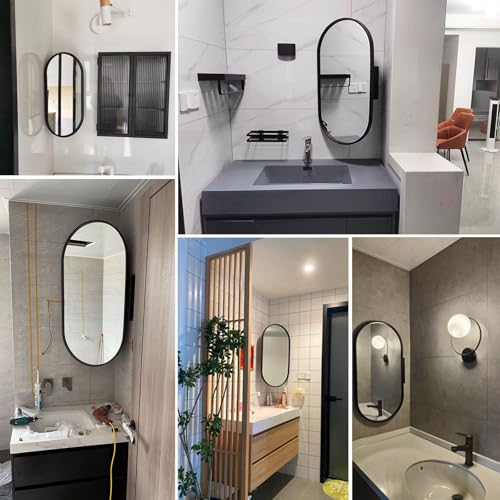 Miroir mural d'angle pivotant ovale en aluminium pour salle de bain - 7