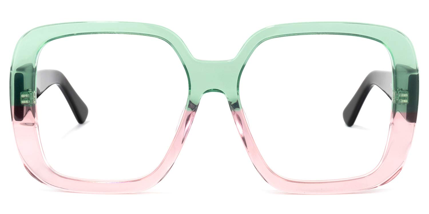 ZeeloolWomen's Trendy Oversized Acetate Square Blue Light Blocking Eyegl Nikolas VFP0307
