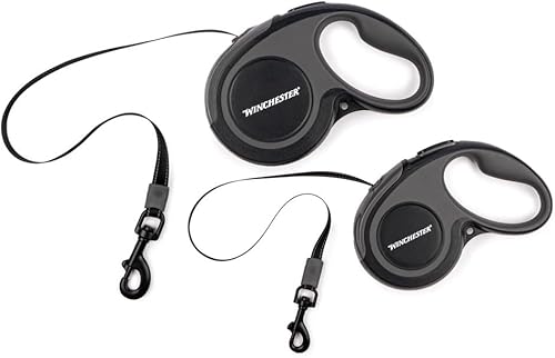 Miniatura 12 de Winchester Pet Correa retráctil para perro de 16 pies, freno con una sola mano, para perros grandes de hasta 110 libras, color azul Azul,Gris,Rojo -