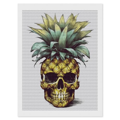 Kit d'art diamant tête de mort et ananas ELUZZIZUT strass ronds