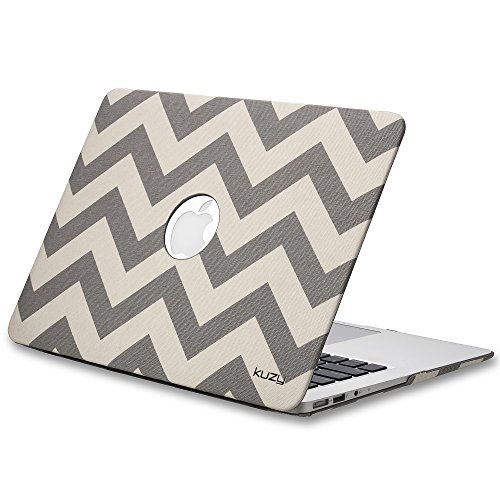 Kuzy Compatible with MacBook Air 13 inch Case A1466 A1369 Soft Touch Cover for Older Version 2017, 2016, 2015 Hard Shell - Chevron Gray