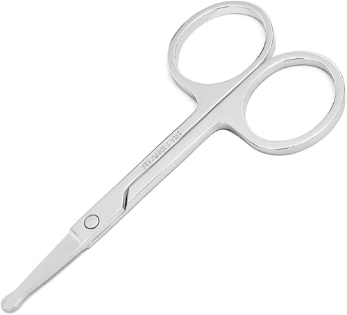 Vista 14 de Tijeras para recortar el vello de la nariz, tijeras de punta redonda de 3.4 pies para recorte de bigote de orejas, cejas, barba, bigote, herramienta