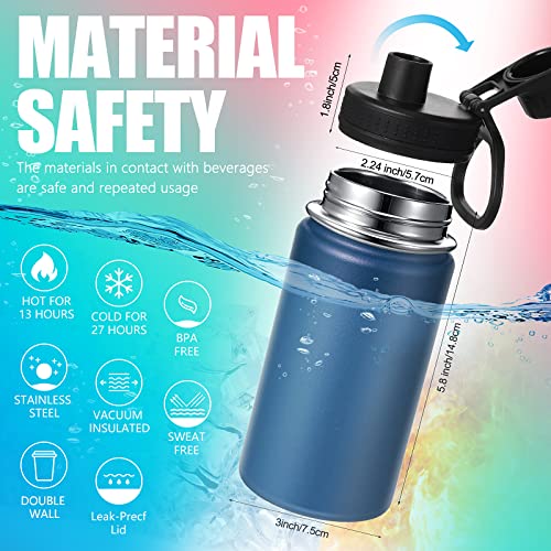 8 Pieces 14 Oz Kids Water Bottles, Stainless Steel Triple Wall Vacuum Insulated Wide Mouth Flasks With Wide Handle, Leak Proof Tumbler Travel Cups For Girls Boys School #TOP3