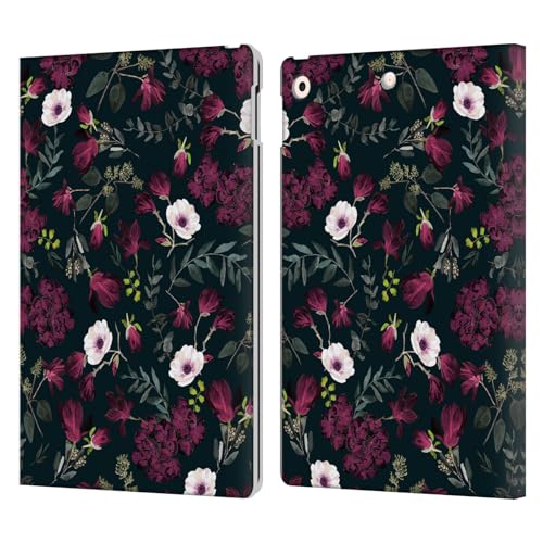 Coque iPad 10.2 portefeuille anti-rayures Anis Illustration motif fleur noire