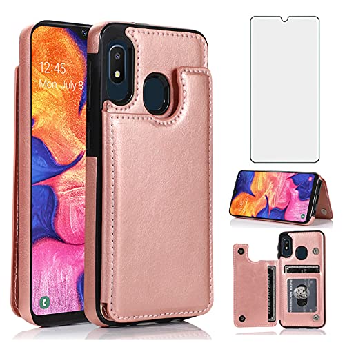 Coque portefeuille Samsung A20e/A10e rose anti-choc avec porte-carte