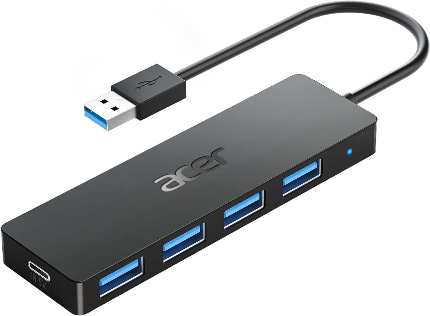 Acer USB ハブ 4ポート【20cm ケーブル搭載】USB-A 3.0 拡張Hub 5Gbps高速転送 小型 コンパクト USB 変換アダプター デスクトップ ノートPC Surface 対応 キーボード マウス ファン Uディスク 対応 テレワーク 在宅勤務 – 20cm