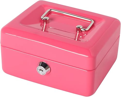 Vista 49 de Caja de dinero pequeña con bandeja de dinero y cerradura, caja de dinero de metal para efectivo, caja de seguridad 7.87 x 6.3 x 3.54 pulgadas