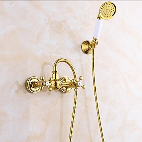 Ensemble de douche laiton doré mural pour remplacer votre robinetterie usée