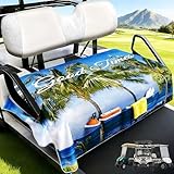 WUKO HUNT Golf Cart Seat Covers - Quick-Dry Cooling Seat Blanket with 4 Front Pockets, Elastic Armrest Openings, Fits EZGO Yamaha Club Car EPIC, 2-Person Microfiber Suede, Sweat Absorption, All-Season