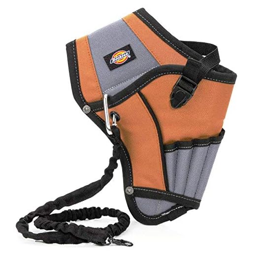 Dickies 5-Pocket Drill Holster with Safety Tether, Universal-Fit Steel Tool Belt Clip
