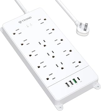 TROND Surge Protector Power Strip 5ft with 32W USB, ETL Listed, 4000J,White