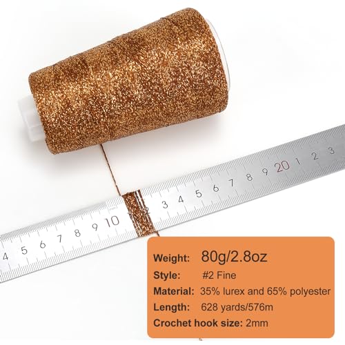 Image of Metallic Crochet Thread, 80g Lurex Yarn for Charms(Brown)
