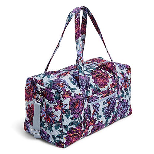 Vera Bradley Women's Signature Cotton Large Travel Duffel Bag, Neon Blooms, One Size