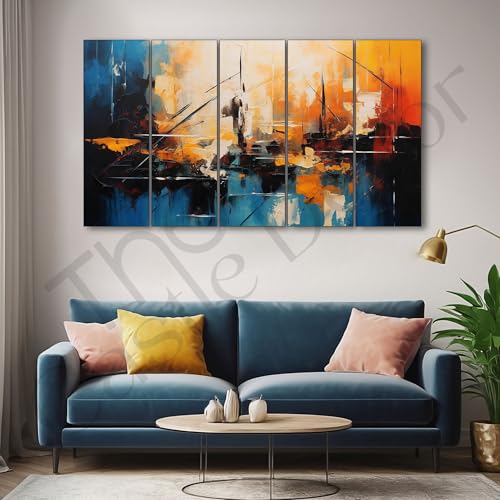 Image of The Castle Decor Abstract art painting with frame Big Size 27x48 Wall art for living room,Bedroom,Drawing room,Hotels-Wooden Framed-344