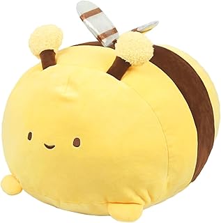 ARELUX 10in Bee Plush Pillow Stuffed Animal Snuggly Pillow Cute Plush Toy Snuggle Buddy Bee Plushie Kawaii Soft Hugging Pillow for Kids Boys Girls