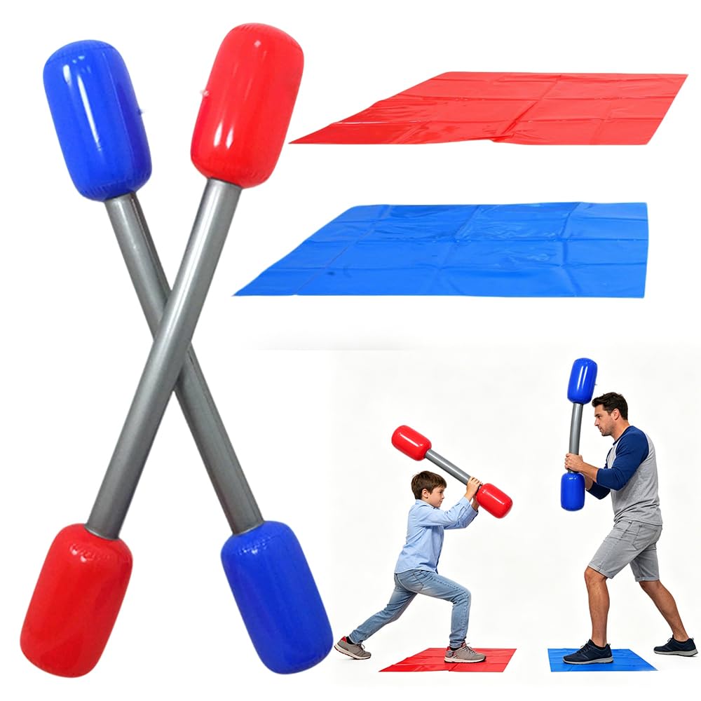 RNPKZ Inflatable Gladiator Game Set, 2Pcs Gladiators Pugil Sticks, Inflatable Games with Inflatable Batons, Gladiator Battle Duel Set, Gladiators Duel Battle Sticks for KidAdult WaterPlayground Beach