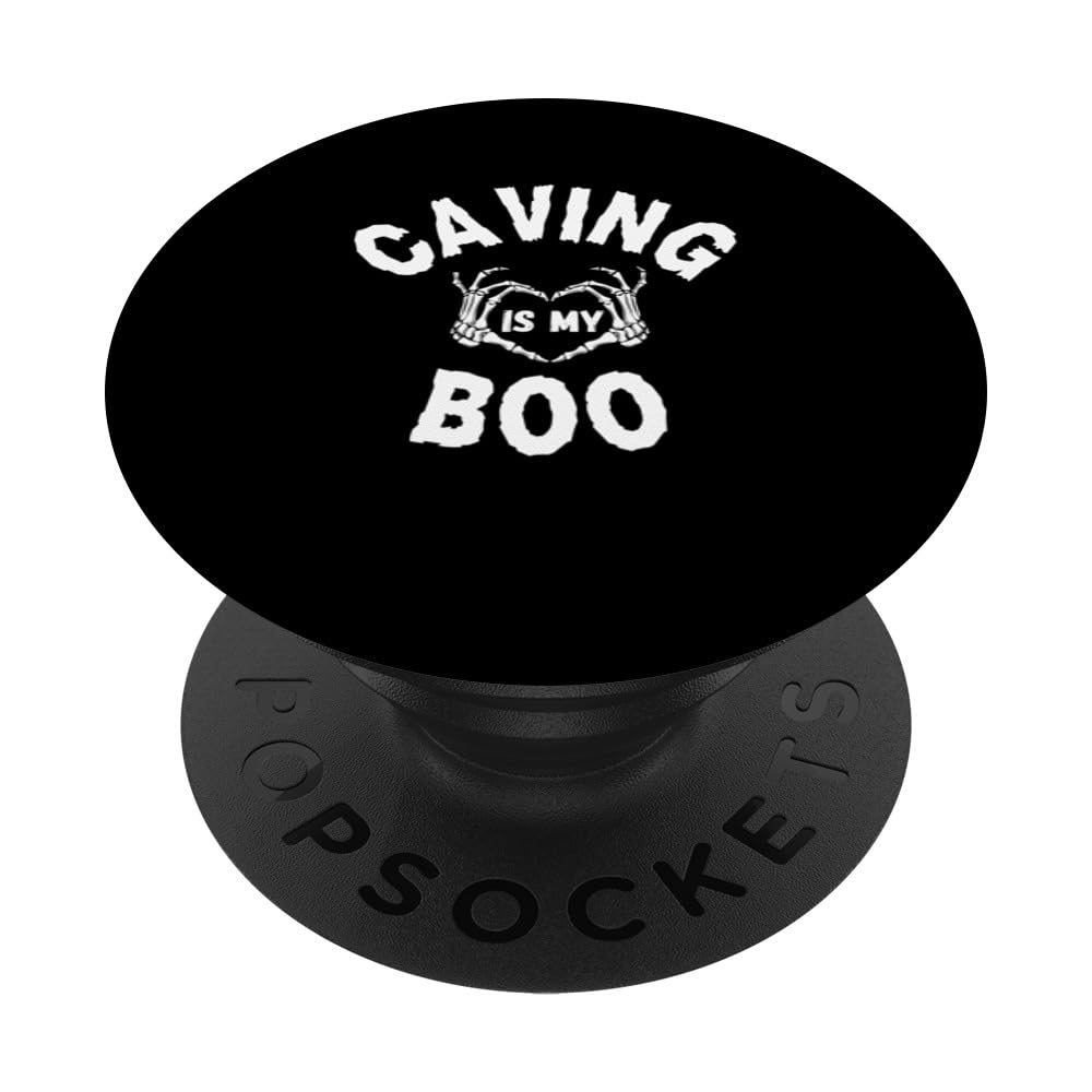 Caving Is My Boo Halloween Love PopSockets Swappable PopGrip, Black
