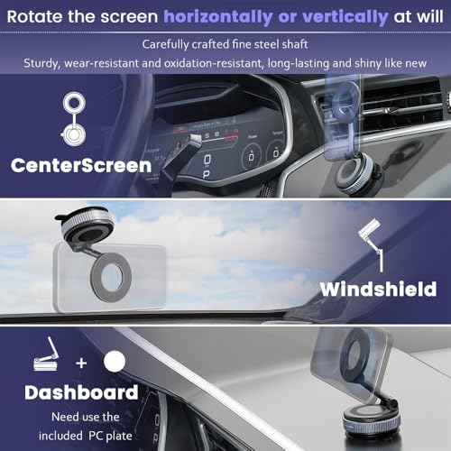 Image of VeeDee Magnetic Car Phone Mount - 360 Vacuum Suction Magnetic Phone Holder for Car Dashboard & Windshield - Universal Multi-Surface MagSafe Car Mount for Home, Gym Mirror & Shower