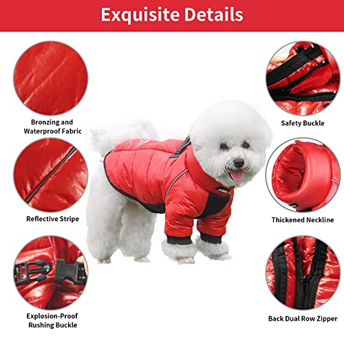 Aiitle Christmas Waterproof Dog Vest Coat - Windproof Dog Jacket - Double Row Zipper Design Dog Vest Winter Coat - Cold Weather Dog Clothes For Indoor And Outdoor Use Red M #TOP3