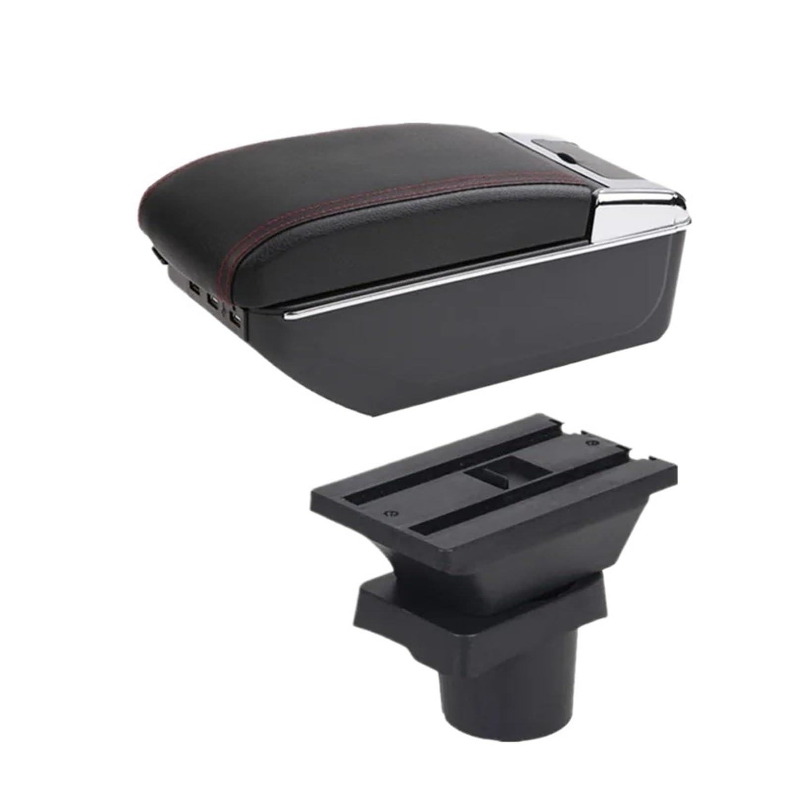 Ggwqoops Car Armrests For Skoda For Citigo 2009-2020 Car Armrest Console Storage Box Dedicated Retrofit Accessories Armrest Box(D red line 7USB)