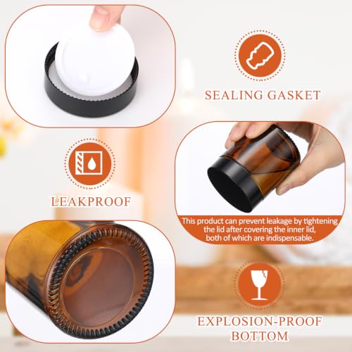 Image of Norme 12 Pcs 2.7 oz Glass Jars with Lids Cosmetic Jars, Black, Amber