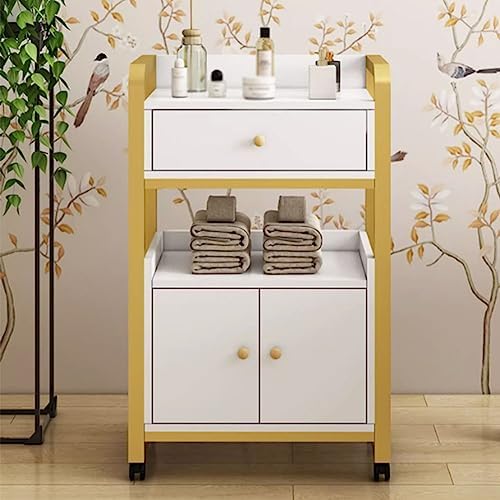 Movable Salon Trolley with Drawers - Portable Storage Cabinet for Barber & Spa Equipment Organization, Professional Hair Styling Station, Rolling Cart for Beauty Essentials