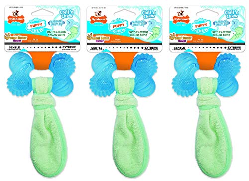 Nylabone 3 Pack of Chill n Chew Puppy Teething Toys Small Allergen-Free Peanut Butter Flavor