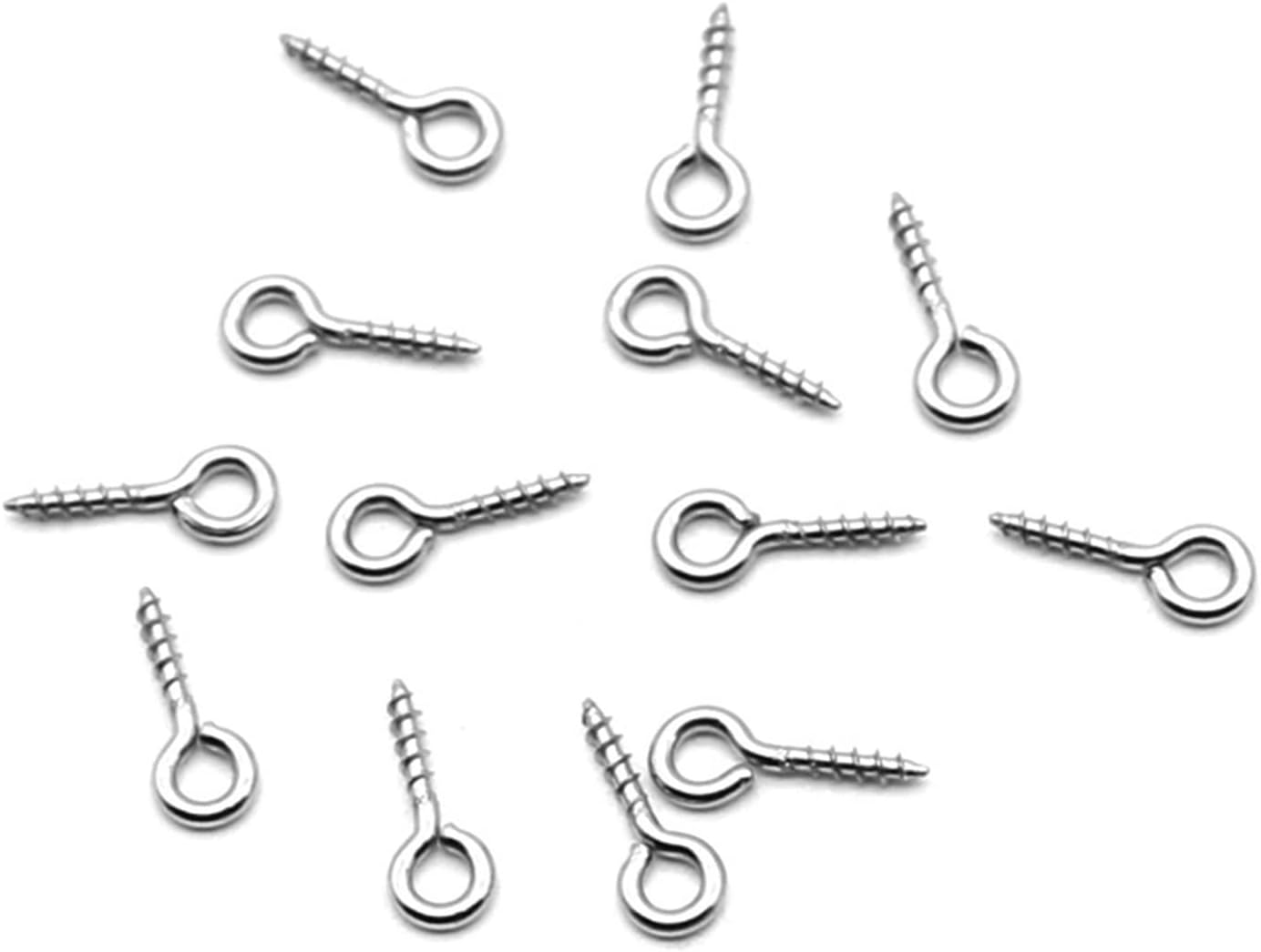 Small Screw Eye Pins，Metal Screw Eyes Pin， 100pcs/lot Stainless Steel Screw Eye Pins for Pendant Iron Screw Eye Hooks Clasps Fit Drilled Beads DIY Jewelry Making (Color : 10PCS, Size : 4x10)(4x10)
