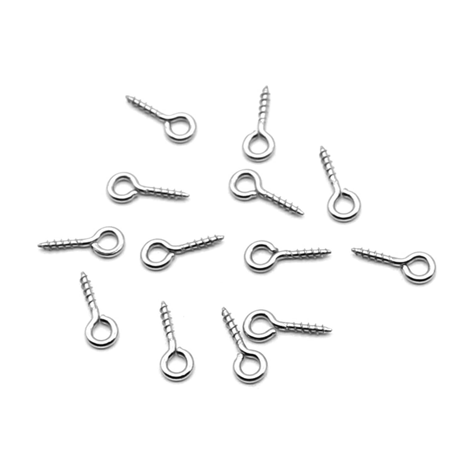 CHATROOM 100pcs/lot Stainless Steel Screw Eye Pins for Pendant Iron Screw Eye Hooks Clasps Fit Drilled Beads DIY Jewelry Making (Color : 10PCS, Size : 5x12)