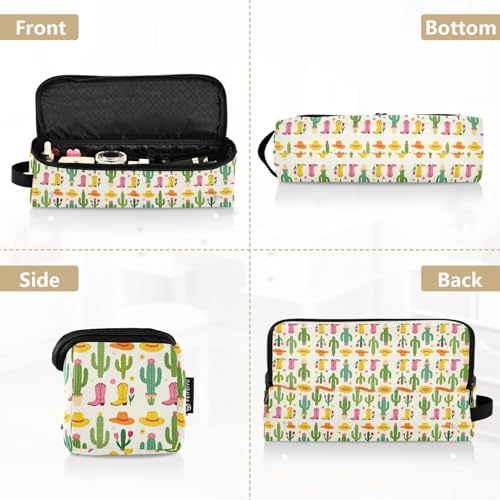 Estuche de viaje 2 en 1 para rizadores con tapete resistente al calor, bolso portátil abierto para planchas alisadoras, rizadoras, secador de cabello, con diseño de cactus y vaquero para mujeres miniatura 5