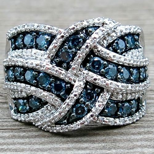 VCODWCSJO Anillo Cuadrado de circonita de Zafiro Blanco de Moda Cruzada de Moda de Boda de joyería de Mano de mujer-CR203-11