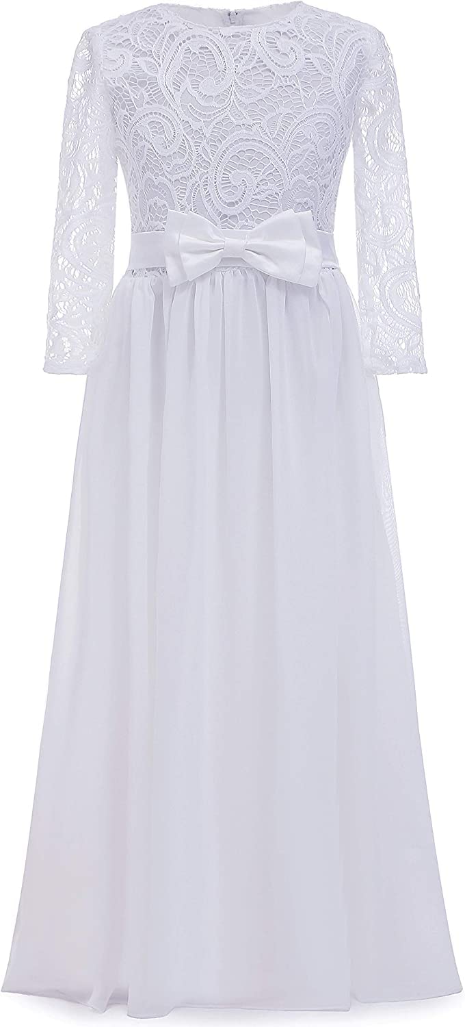 Aibaowedding Brautjungfernkleid A-Linie 3/4-Ärmel Chiffon Kommunionkleider