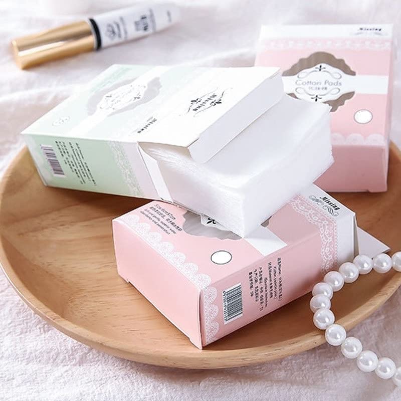 PITOXY Makeup Remover Facial Cotton Pads, Cosmetic Facial Eye Makeup Remover Pads, Natural Premium Square Cotton Puff, Double-Side Save Water Soft Gentle Makeup Tools.