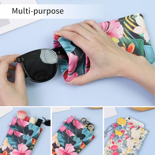 Image of Double Eyeglass Case Soft Dual Glasses Case for Women Men Travel Squeeze Top Sunglasses Cases Eyeglasses Pouch