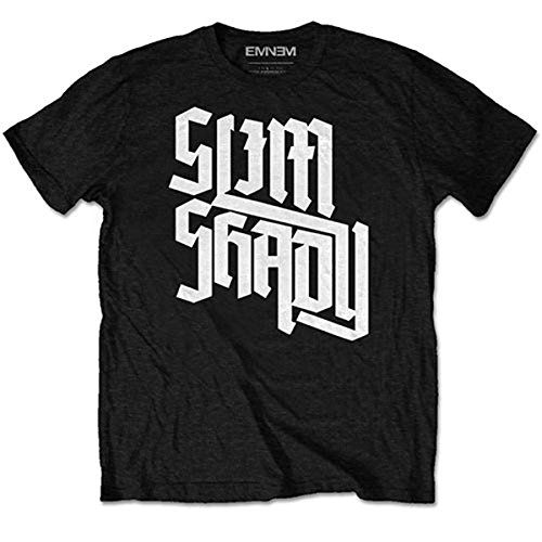 Eminem Slim Shady Slant Camiseta, Negro, L para Hombre