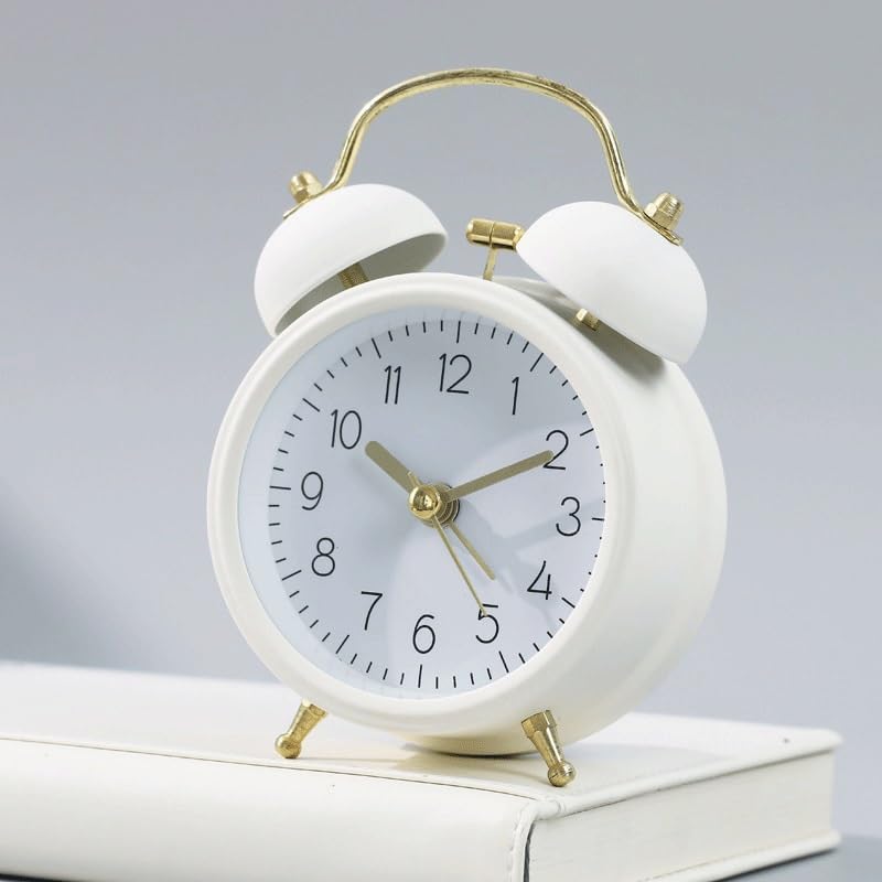 Despertadores Reloj Despertador de Escritorio súper Ruidoso con Sonido cabecera(Blanco)