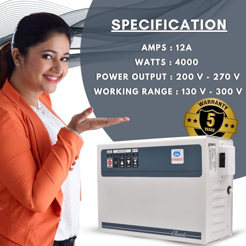 Image of Everest EWD-400 1.5 Ton AC Voltage Stabilizer - Double-Booster, Wide-Range 130-300 V Input, IC-Controlled Toroidal Transformer, Heavy-Duty, 5-Year Warranty