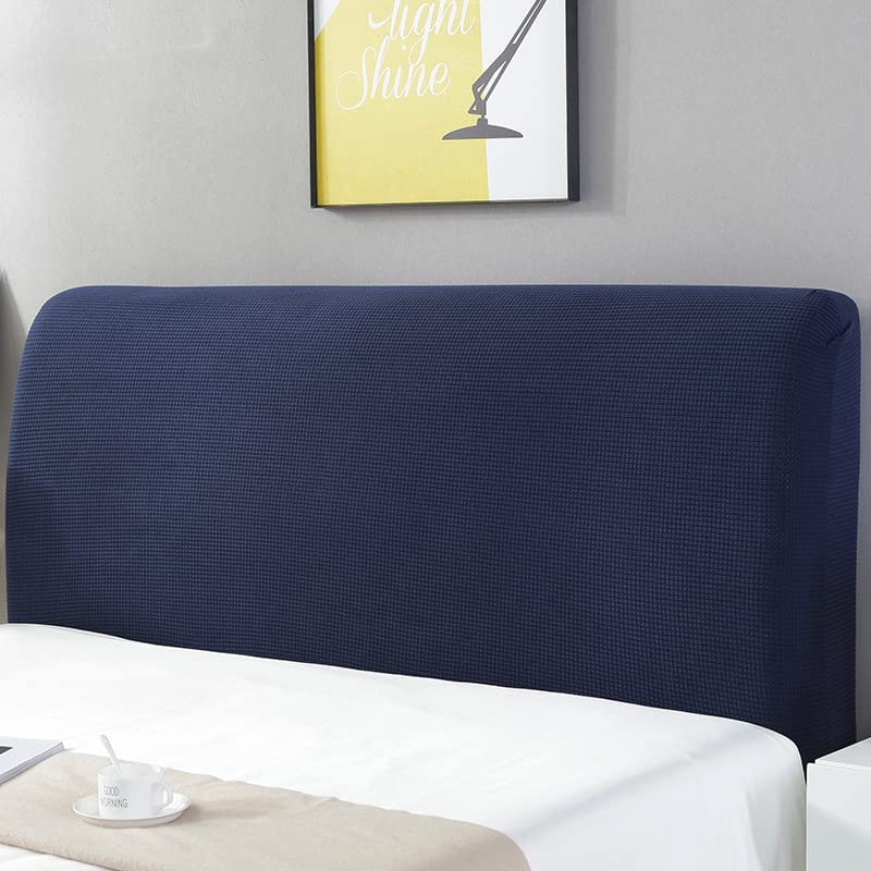 1 funda protectora para cabecero de cama, todo incluido, desmontable, lavable, tela de felpa elástica, cubierta antipolvo de 2 m de largo (azul oscuro)