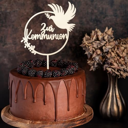Tortendeko Kommunion, Cake Topper Kommunion Deko Junge Mädchen, Erstkommunion Kuchen Deko aus Holz