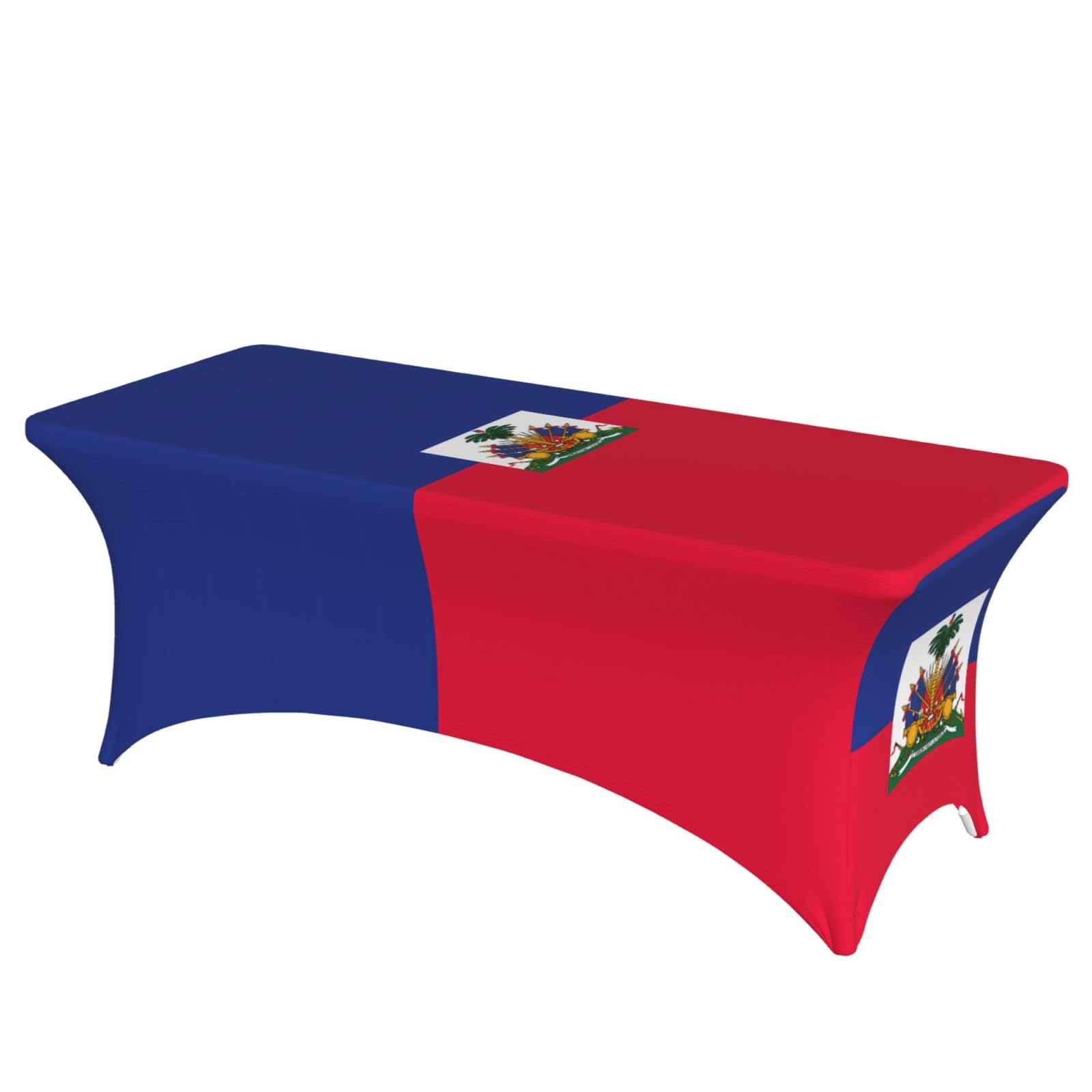 Nappe drapeau haïtien housses quatre coins installation rapide table 1,8 m