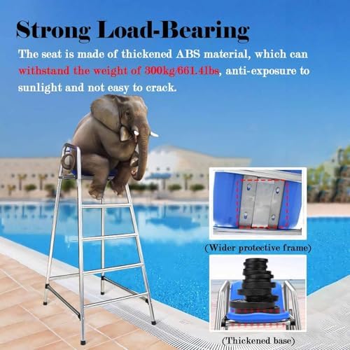 Pool Ladders Lifesaving Chair，High Lifesaving Observation Chair, Professional Life-Saving Equipment for Public Swimming Pool/Waterpark/Beach, Stainless Steel Referee Observation Seat(4.9ft/5