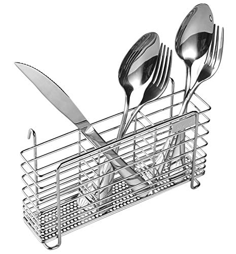 Utensil Holder Utensil Drying Rack with Hooks, 3 Divided Compartments, Sturdy 304 Stainless