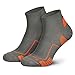 Piarini Laufsocken Herren Kurz Atmungsaktive Jogging Socken MESH Gewebe Lauf Socken Anti-Blasen Naht Fitness Socken Sportsocken Grau Orange 43-46