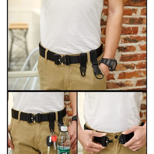 2er Unisex Gürtel Nylon Canvas Belt, Schnellverschluss Military Style Shooters Nylon Gürtel mit Metallschnalle, Armee-Grün + Schwarz, Einheitsgröße