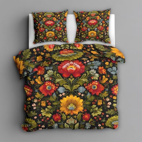 Housse de couette 220x240 microfibre douce et confortable motifs fleurs - 3
