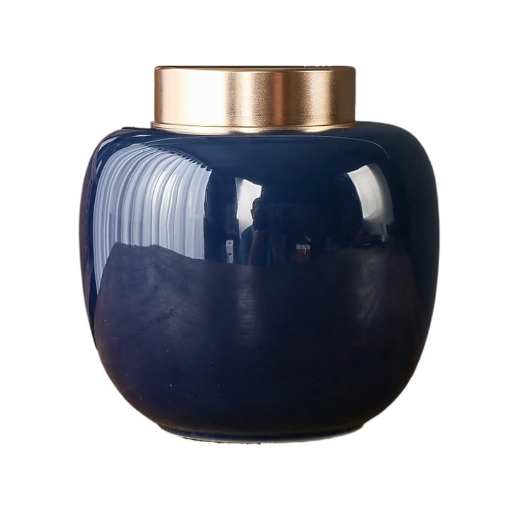 Contenedor de Tarro de Alijo Recipiente de cerámica for almacenar té a granel, tarro de metal con tapa de hojalata de doble capa, tarro sellado, lata de té, vajilla vintage, tarro individual Frascos d